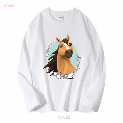 Spirit Wild Horse Kinder-T-Shirt mit langen oder kurzen Ärmeln, Vintage-Waschung, Grafik, Unisex-Mode, vielseitig, bequem So ist Leben