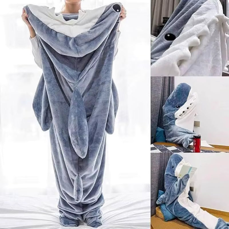 Shark Cosplay Onesie – Warme Flanell Homewear für Erwachsene So ist Leben