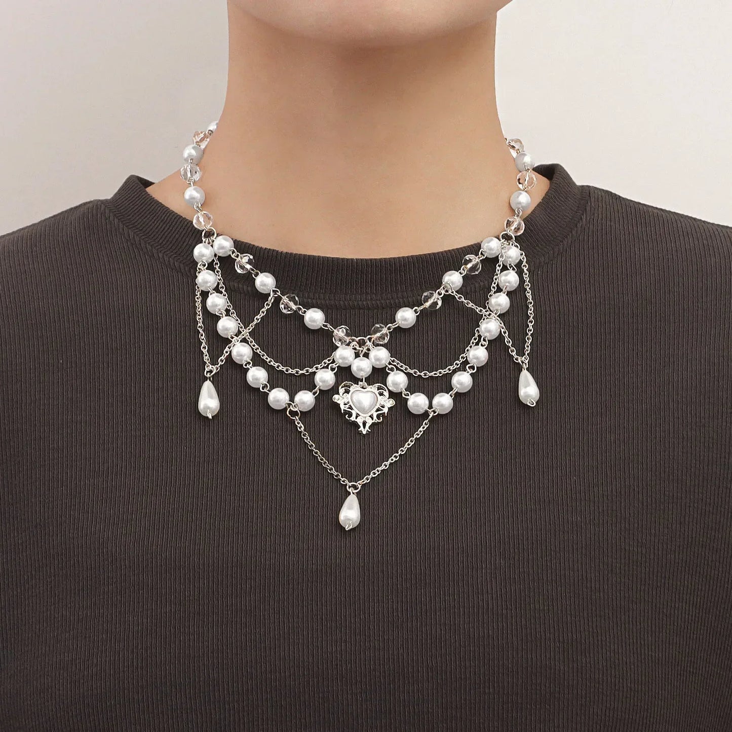 Gothic Cross Anhänger Halskette mit Kette Choker Charm handgemachte heilige Imitation Perle Perlen Halskette 2023 ästhetische Halsketten So ist Leben