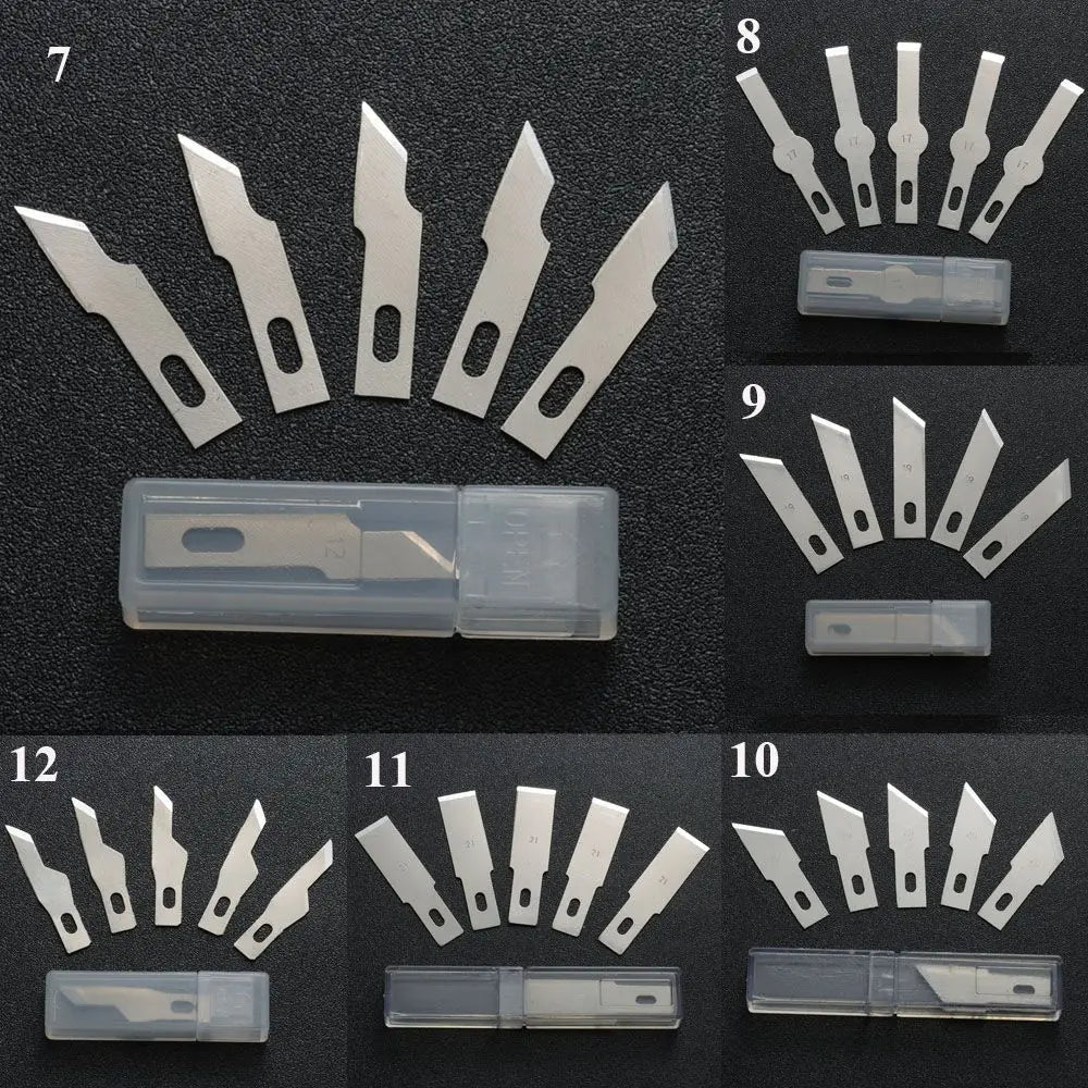 10PCS Klingen Cutter Handwerk Holz Carving Messer Gravur Nicht-Slip Metall Skalpell Messer Teile Handy PCB Reparatur hand Werkzeuge So ist Leben