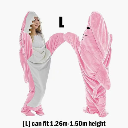 Cartoon Shark Decke Hoodie Frauen Kigurumi Overall Kinder Eltern Mit Kapuze Warme Flanell Lustige Homewear Shark Onesie Schlafsack - So ist Leben