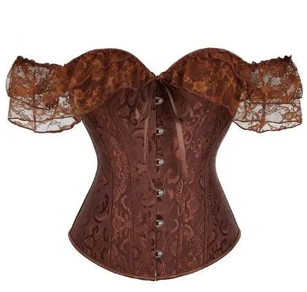 Sexy Korsett-Oberteil in Übergröße, Vollbrustkorsett, florale Schnür-Bustiers und Korsetts, Träger, Ärmel, Vintage-Burlesque-Kostüme So ist Leben
