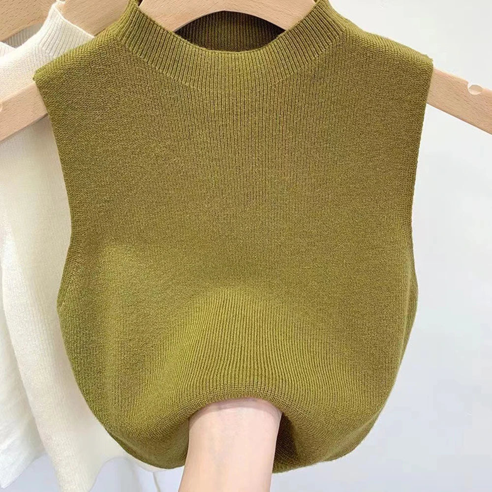 Frauen gestrickt Tank Top Sommer Herbst schlanken Pullover kurze ärmellose solide Frühling Herbst Pullover Pullover 2024 ärmellose Weste So ist Leben
