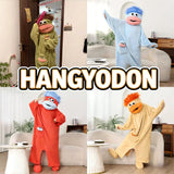 Hangyodon One Piece Pyjama aus Korallenfleece, dick, warm, für den Winter, Cartoon-Motiv, lustiger Fischmund, Nachtwäsche für Damen und Herren, Paar-Loungewear So ist Leben