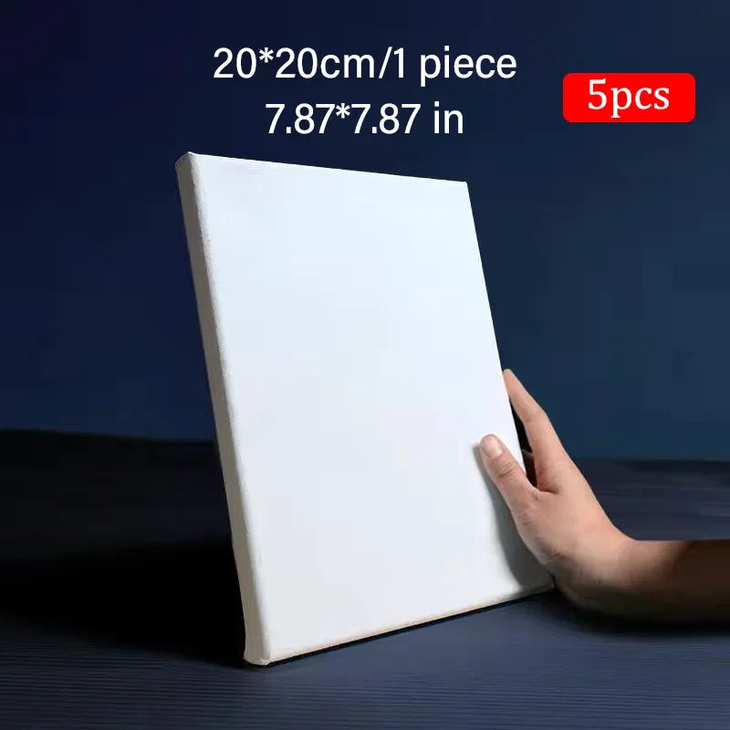 5 Stück weiße leere quadratische Künstler-Leinwand, Holzbrett, Rahmen, Baumwolle, Künstler-Leinwandbretter für Ölgemälde, Acryl, Aquarell So ist Leben