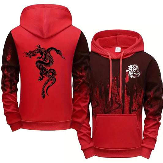 Lässiger, supercooler Kapuzenpullover mit Drachen-Print - So ist Leben