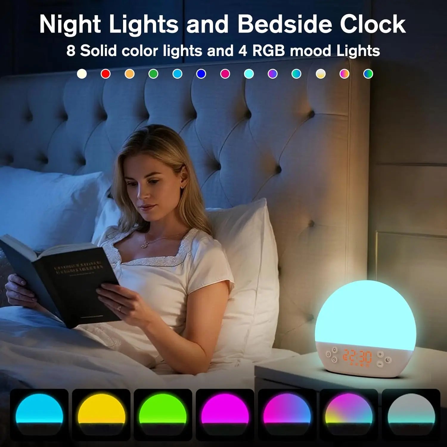 LED-Digitalwecker, Sonnenaufgang, Aufwachen, Licht, Nachttisch, dimmbar, RGB-Farbwechsel, Nachtlicht, weißes Rauschen, Maschinenwecker So ist Leben