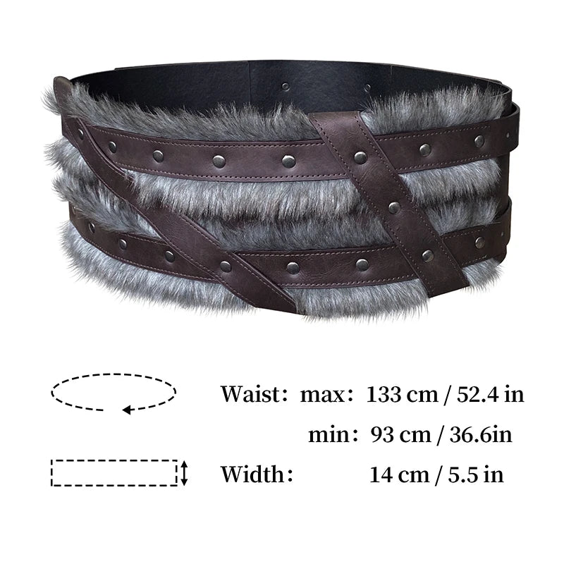 Mittelalter licher Wikinger Ritter breiter Gürtel Kunst pelz Pu Leder Hüftgurt Gothic Nordic Viking Renaissance Rüstung Cosplay Bühne Requisiten So ist Leben