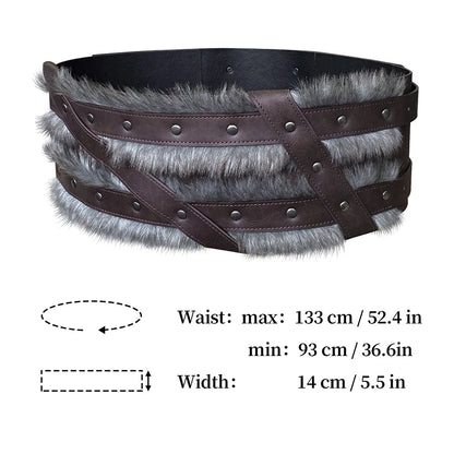 Mittelalter licher Wikinger Ritter breiter Gürtel Kunst pelz Pu Leder Hüftgurt Gothic Nordic Viking Renaissance Rüstung Cosplay Bühne Requisiten So ist Leben