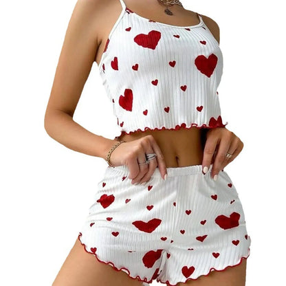 Lässige, weiche, kurze Nachtwäsche-Tanktops mit Liebesdruck - So ist Leben
