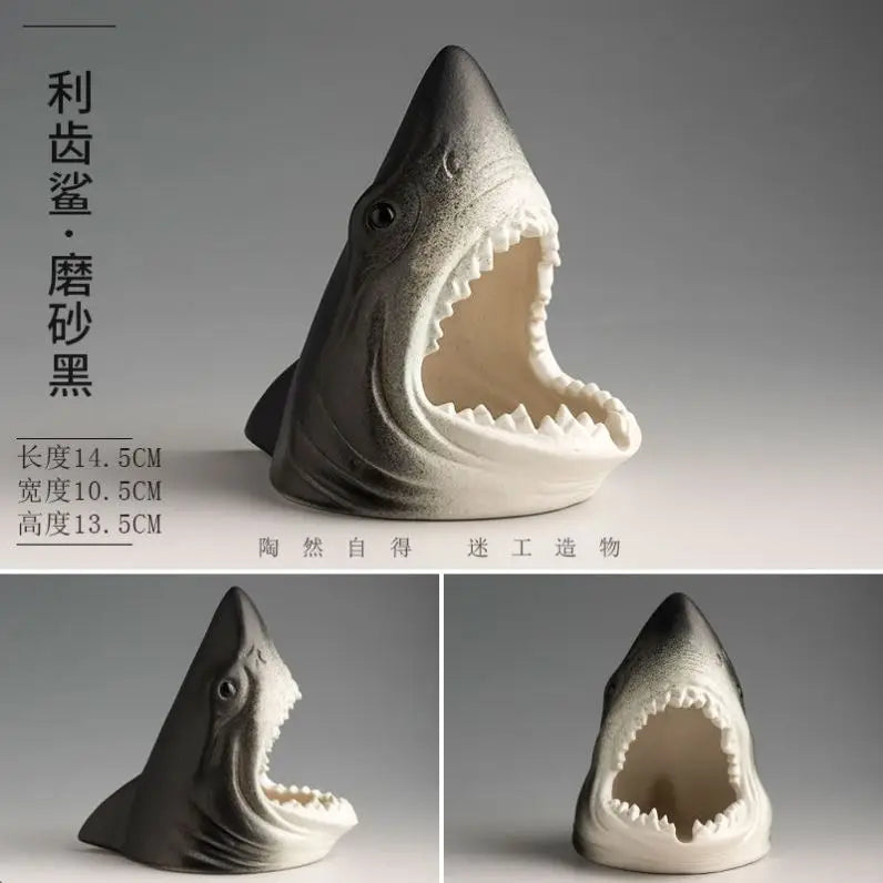1 Stück Kreative Deko-Box in Haifischform, Trendiger Büro-Keramik-Aschenbecher, Wohndekoration So ist Leben