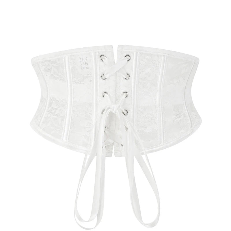 BurVogue Damen-Unterbrustkorsett aus Satin mit 14-Spiral-Stahlstäben, Taillentraining, Spitzenkorsett, Unterbrustkorsett, sexy Schnür-Bustiers und Korsett So ist Leben