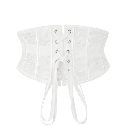 BurVogue Damen-Unterbrustkorsett aus Satin mit 14-Spiral-Stahlstäben, Taillentraining, Spitzenkorsett, Unterbrustkorsett, sexy Schnür-Bustiers und Korsett So ist Leben