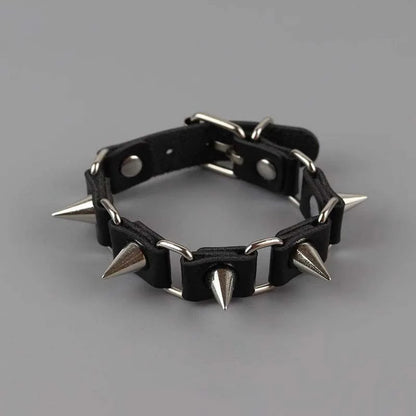 Punk Niet Leder Armbänder für Frauen Männer Hip Hop Rock Schwarz Pu Leder Hohl Einstellbare Armbänder Y2K Schmuck Zubehör So ist Leben