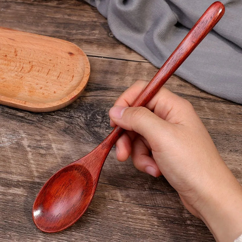 10/1Pcs Holz Tee Löffel Kochen Rühren Suppe Scoop Lange Hand Ellipse Küche Geschirr Set Kaffee Dessert Honig rühren Teelöffel So ist Leben