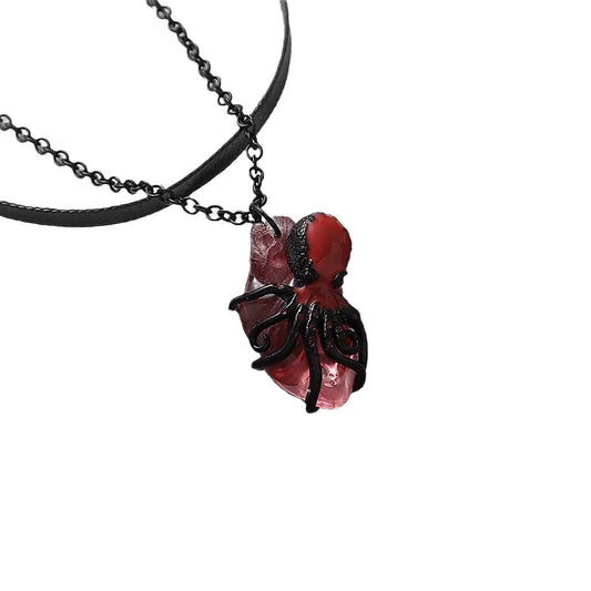 Dunkle Persönlichkeit, einzigartiges Design, Harz, Herz, eingebettetes Tier, Kupfer, Spinne, Oktopus, Anhänger, Halskette, seltsamer Stil, trendig So ist Leben