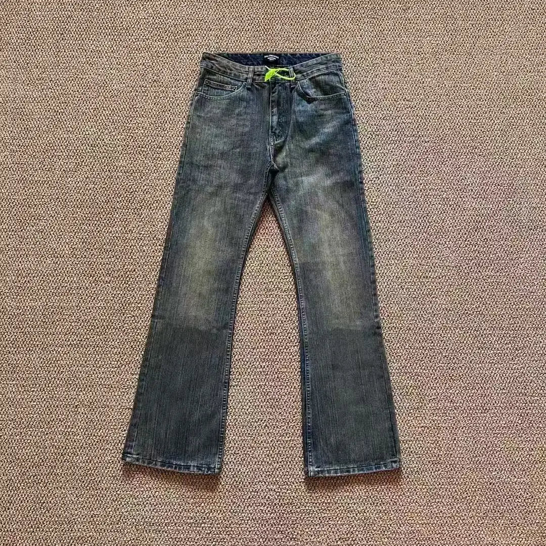 Paris Haute Couture Week Bootcut Jeans aus Bambus-Baumwolle mit verwaschenem Schlamm-Färbeeffekt und Micro-Flare-Schnitt im amerikanischen High-Street-Retro-Stil So ist Leben
