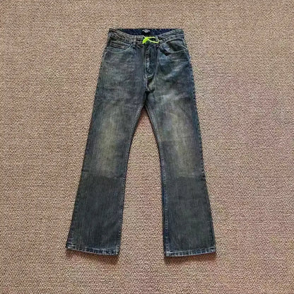 Paris Haute Couture Week Bootcut Jeans aus Bambus-Baumwolle mit verwaschenem Schlamm-Färbeeffekt und Micro-Flare-Schnitt im amerikanischen High-Street-Retro-Stil So ist Leben
