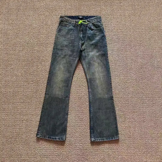 Paris Haute Couture Week Bootcut Jeans aus Bambus-Baumwolle mit verwaschenem Schlamm-Färbeeffekt und Micro-Flare-Schnitt im amerikanischen High-Street-Retro-Stil So ist Leben