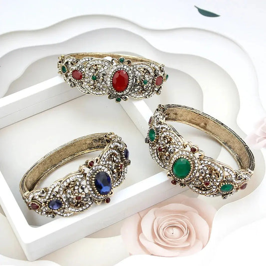 Sunspicems Indische Frauen Blume Schmuck Sets Harz Armreif Armband Ohrring Sets Türkische Haken Baumeln Ohrringe Braut Armband Geschenk - So ist Leben