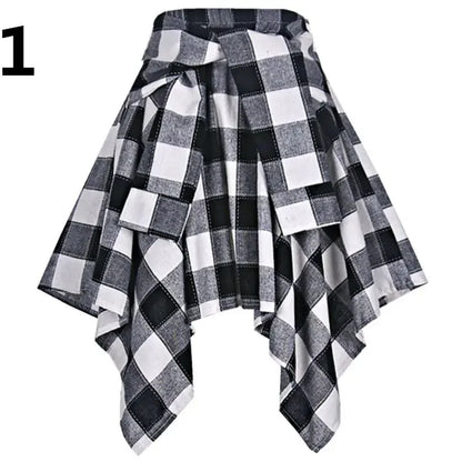 Plaid Rock Frauen Plissee Schnür Krawatte Minirock y2k Streetwear Harajuku Vintage unregelmäßige Sport Straße Frauen Furz Vorhang So ist Leben