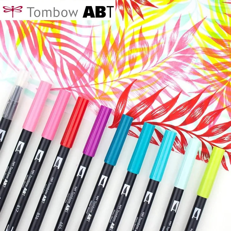 Tombow Aquarell-Marker-Set, 10-teilig, ABT-Nylon, weiche Spitze, Doppelpinselstift, ungebunden, ungiftig, sicheres Zeichenhandbuch, japanisches Briefpapier So ist Leben