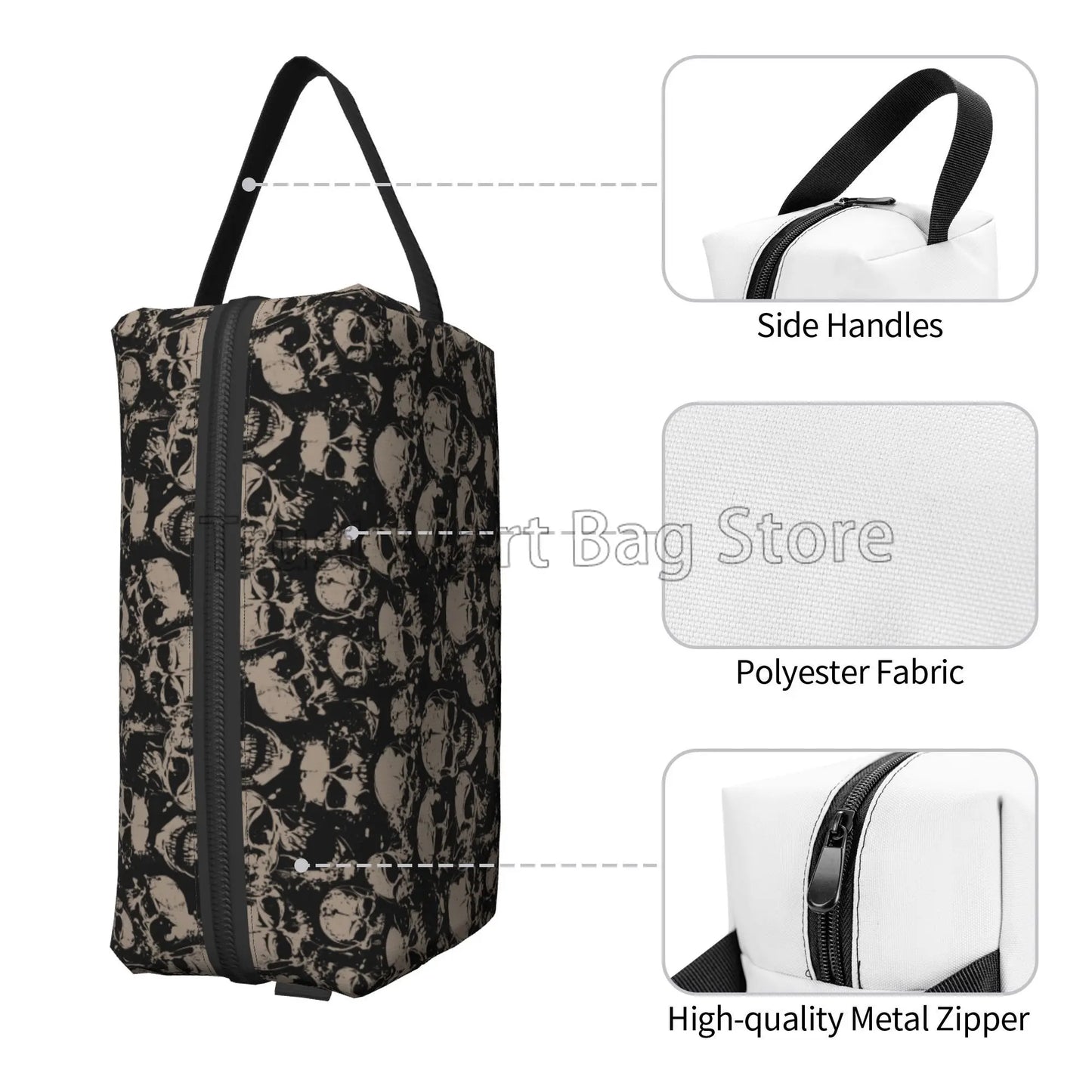 Gothic Frauen reisen Make-up Tasche Veranstalter Vintage Grunge Schädel Kosmetik tasche tragbare große wasserdichte Kultur beutel Zubehör So ist Leben
