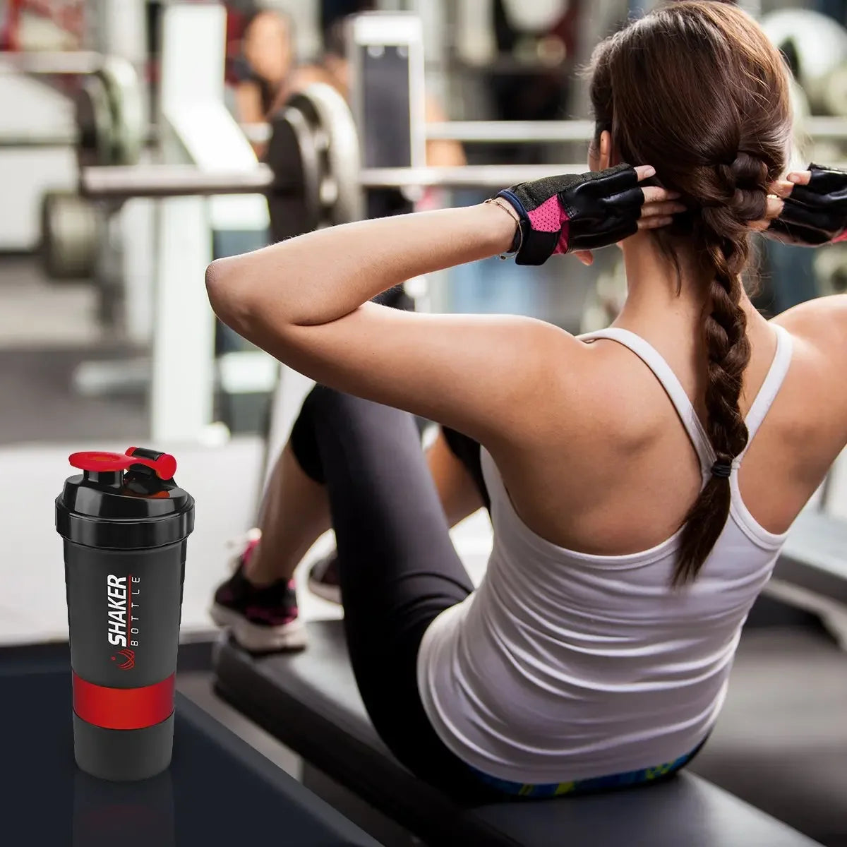 500 ml geschichtete Proteinflasche, Pulvershaker mit Pulver-Aufbewahrungsbehälter, große Wasserflasche, Wasserflasche mit Draht-Rührkugel So ist Leben