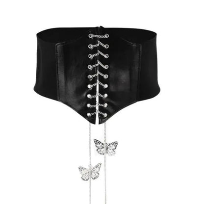 Sup-Coente Goth Taillenkorsettgürtel für Damen Gothic Punk Alt Emo Fashion So ist Leben