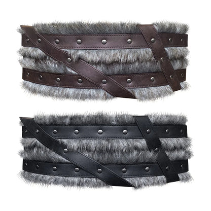 Mittelalter licher Wikinger Ritter breiter Gürtel Kunst pelz Pu Leder Hüftgurt Gothic Nordic Viking Renaissance Rüstung Cosplay Bühne Requisiten So ist Leben
