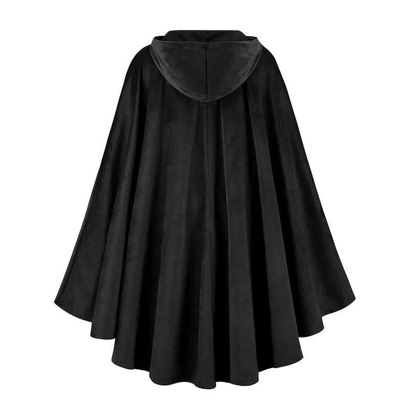 Mittelalterlicher schwarzer Kapuzenumhang Halloween Retro Battle Warrior Cosplay Kostüm Umhang Erwachsene und Kinder verkleiden sich So ist Leben