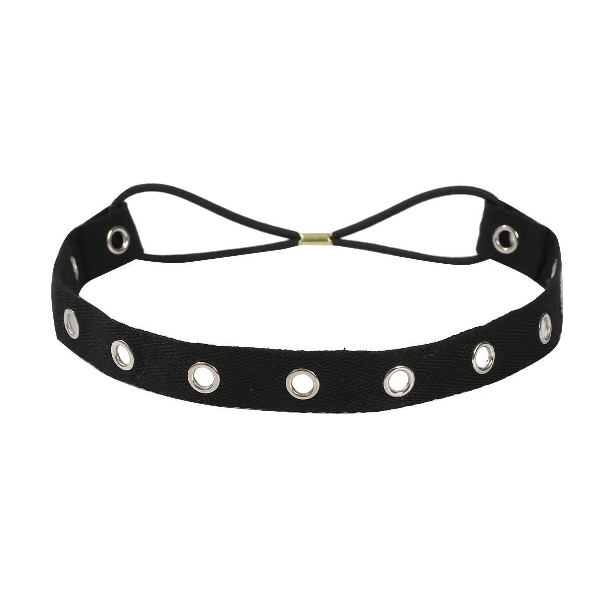 Punk Mädchen Stoff Hohl Elastisches Stirnband Metall Rock Personalisierte Hohl Ösen Haarband Casual Sport Stirnbänder Haar Zubehör So ist Leben