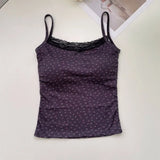 Süße Blumen-Tops, Spitze, Blumendruck, Camis, schmal, Y2K, kurze Tanktops, elegantes Leibchen, sexy Weste, Frühling So ist Leben