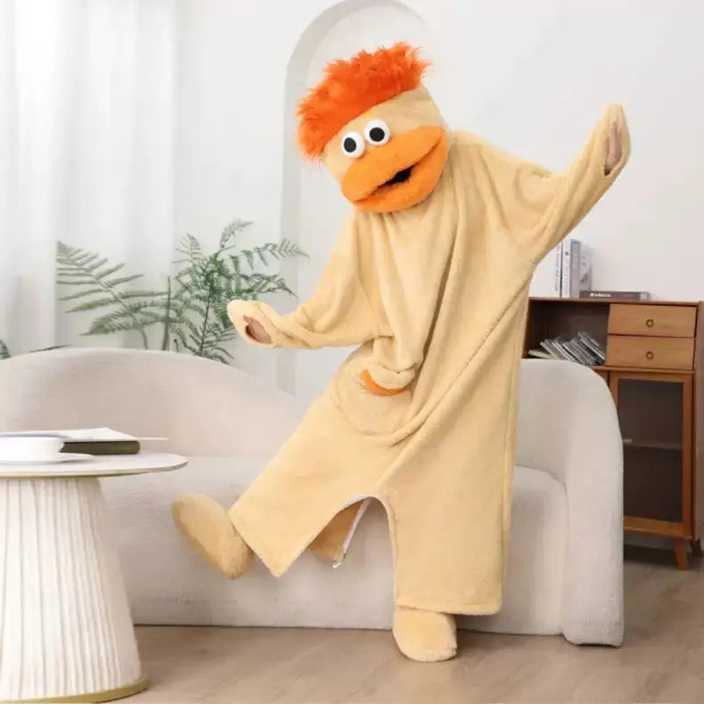 Hangyodon One Piece Pyjama aus Korallenfleece, dick, warm, für den Winter, Cartoon-Motiv, lustiger Fischmund, Nachtwäsche für Damen und Herren, Paar-Loungewear So ist Leben