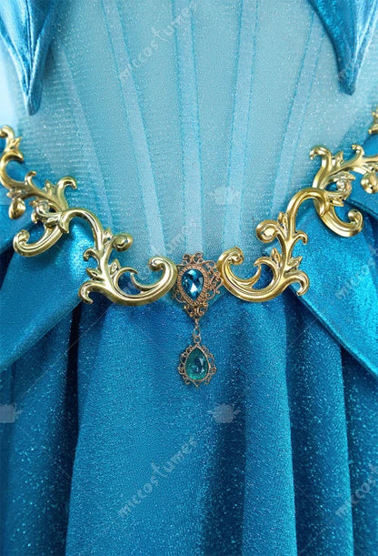 MOBBUNNY Damen Bloom Derivative Sexy Dessous-Kleid, tief ausgeschnitten, unregelmäßiges blaues Kleid mit Ärmeln, Halsband, Cosplay-Kostüm So ist Leben
