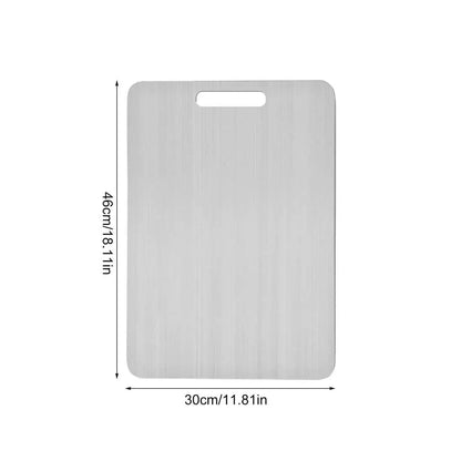 Titanium Schneidebretter Für Die Küche Edelstahl 304 Verstärkt Doppelseitig Lebensmittelecht Tragbar Für Obst- Und Fleischschnitt Schneidebrett Lebensmittelsicherheit Rutschfest Leicht zu reinigen Tragbares Design So ist Leben