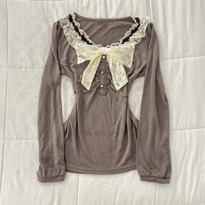 Süße ästhetische Y2K Frau süße Kleidung Maiden T-Shirt Emo weibliche Pullover weiche schöne Henley Tops Kokette Kawaii Harajuku T-Shirt So ist Leben
