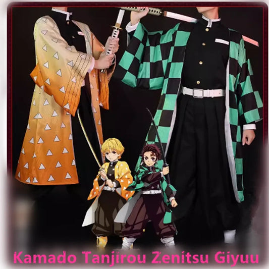 Dämonentöter Kamado Tanjirou Zenitsu Giyuu Cosplay Kostüm Anime Set für Kinder Mann Halloween Dress UpHalloween Frauen Kinder So ist Leben