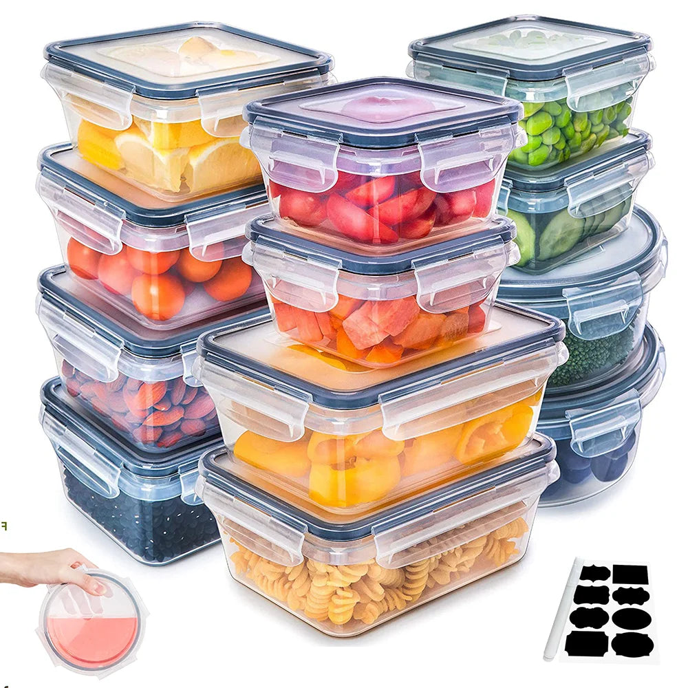 12-teilige versiegelte Kühlschrank-Aufbewahrungsbox mit Deckel, Crisper, Lebensmittel, behält die Frische, transparentes Vorratsglas, Lunchbox mit Deckel So ist Leben