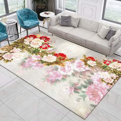 Blumen-Rose-Pfingstrose-Pastoral-3D-gedruckter Teppich-Wohnzimmerteppich - So ist Leben