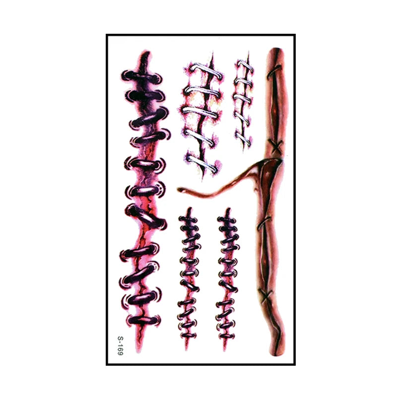 6 stücke Halloween Blutige Wunde Tattoo Aufkleber Trick Scary Wasserdicht Temporäre Tattoo DIY Gefälschte Tattoo Halloween Party Dekoration So ist Leben