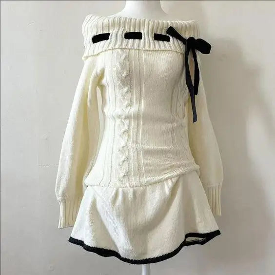 Einfarbiges Kleid mit Schleife und Dekoration, modisches Spitzenrand, lässiges Y2K-Top, emotionales Mädchen, urbane Schönheit, schickes, schlankes, süßes Straßenfrauenkleid So ist Leben