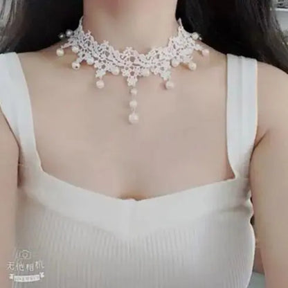 Anhänger weiße Spitzenkragen-Halskette für Frauen und Mädchen, dunkler Loli-Stil, Halloween-Schmuck - So ist Leben