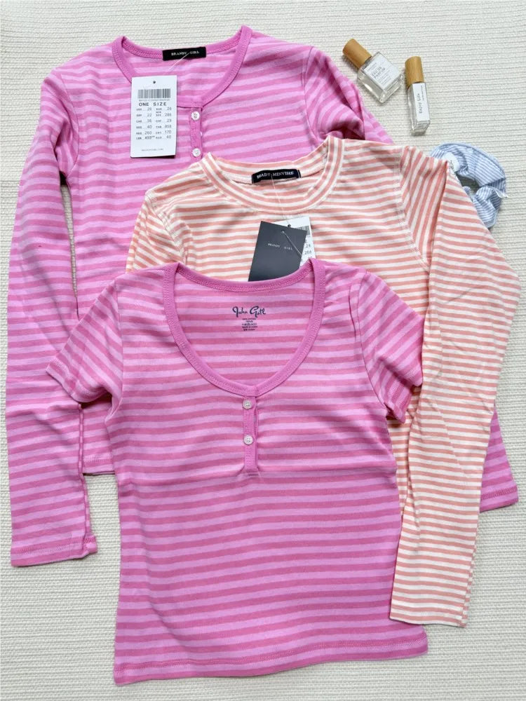 Y2K Langarmshirt Damen – Gestreift & Modern - So ist Leben