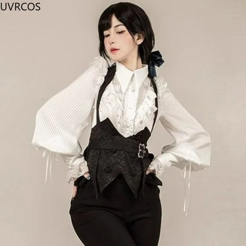 Japanische Kawaii Lolita Blusen Frauen Viktorianischen Vintage Laterne Hülse Shirts Tops Y2k Ästhetischen Cospaly JK Blusas Mujer De Moda - So ist Leben