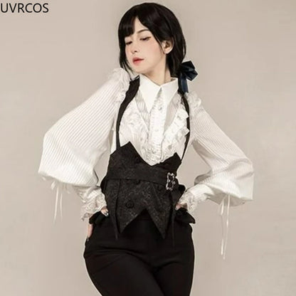 Japanische Kawaii Lolita Blusen Frauen Viktorianischen Vintage Laterne Hülse Shirts Tops Y2k Ästhetischen Cospaly JK Blusas Mujer De Moda - So ist Leben