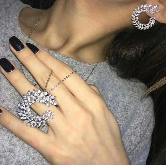 Zwei Größe Neue Design Luxus AAA Zirkon Olivenzweig Ohrringe und Anhänger Schmuck Sets Für Mode Frauen Hochzeit Schmuck Set AS128 So ist Leben