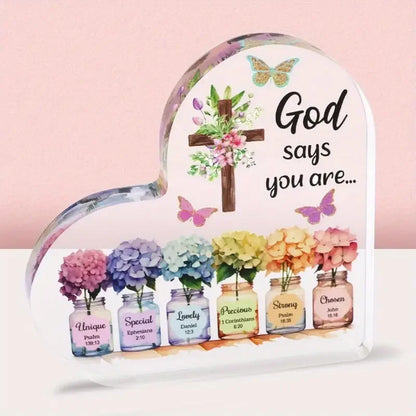 Herz-Schmetterlings- und Blumendesign – „Gott sagt, du bist“ - So ist Leben