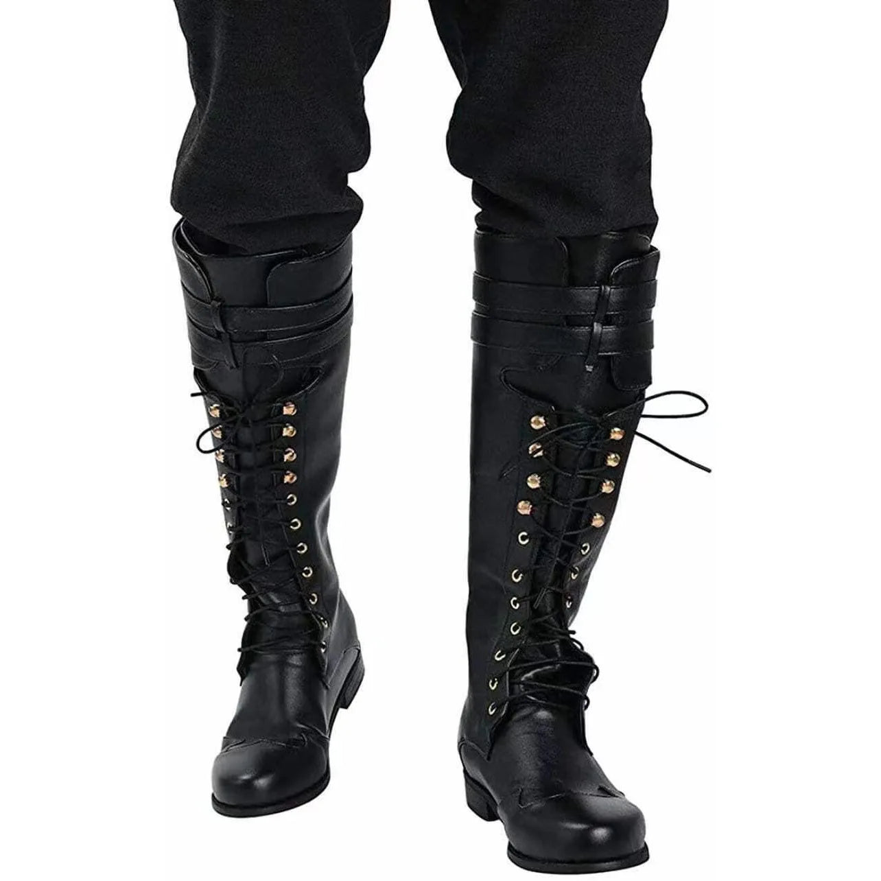 Mittelalterliche Steampunk Cosplay Stiefel Herren Winter Larp Wikinger Pirat PU Leder Schuhe Karneval Party Fancy Knight Stiefel So ist Leben