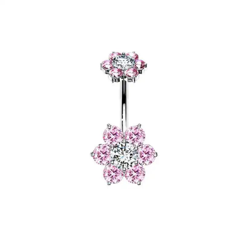 1PCS Rosa Krone Bauchnabel Ringe Schmuck Edelstahl Herz Nabel Piercing Barbell Kristall Nette Bauch Ringe Für Frauen Mädchen So ist Leben